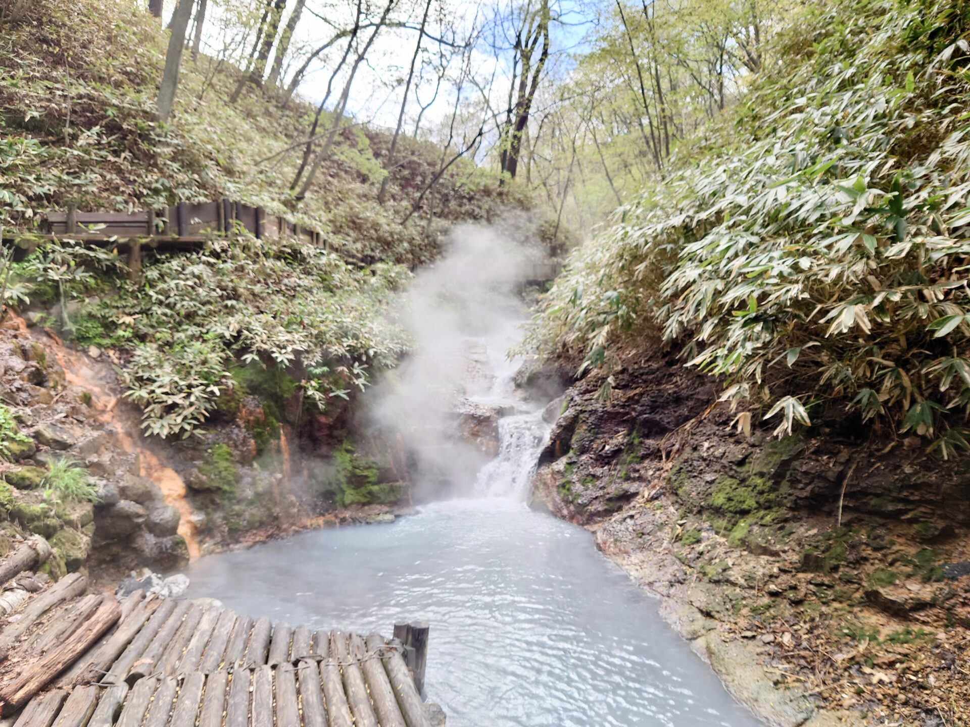 大湯沼川天然足湯